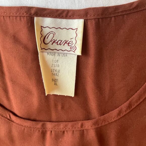 Orare Women Sleeveless Crewneck Blouse size XL, Cinnamon Orange, Made In U.S.A - Picture 4 of 5